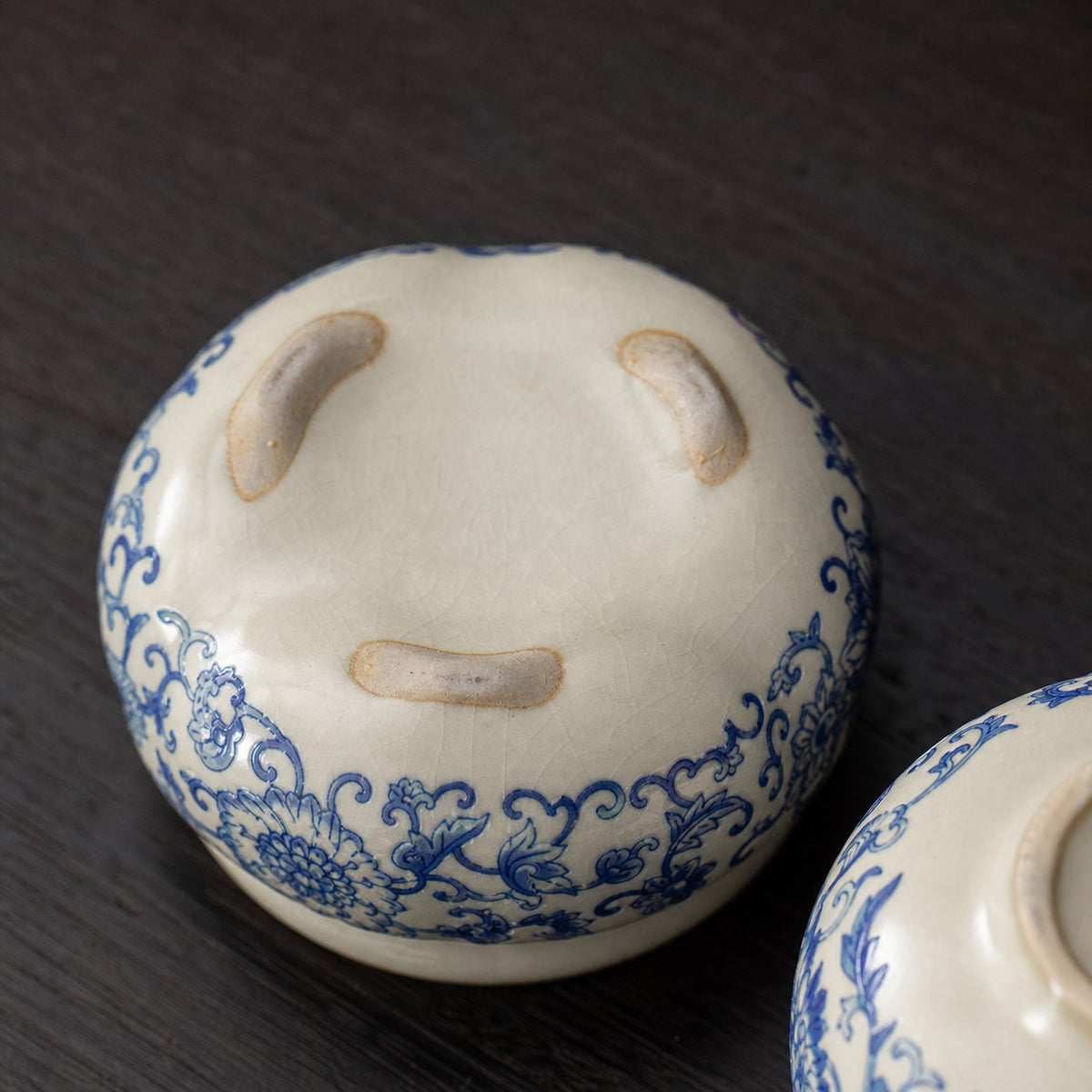 Lotus Incense Burner — Blue-and-White Vine