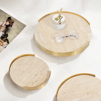 Travertine Marble Tray with Metal Frame