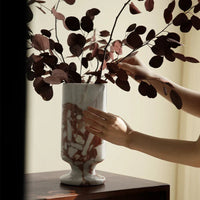 Calacatta Red Marble Vase and Pedestal