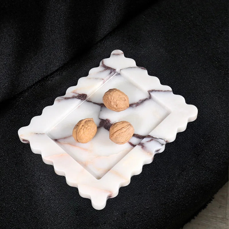 Calacatta Scalloped Marble Tray