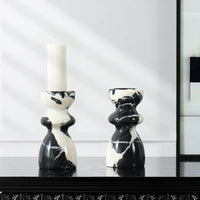 Noir Marble Candlestick Holders