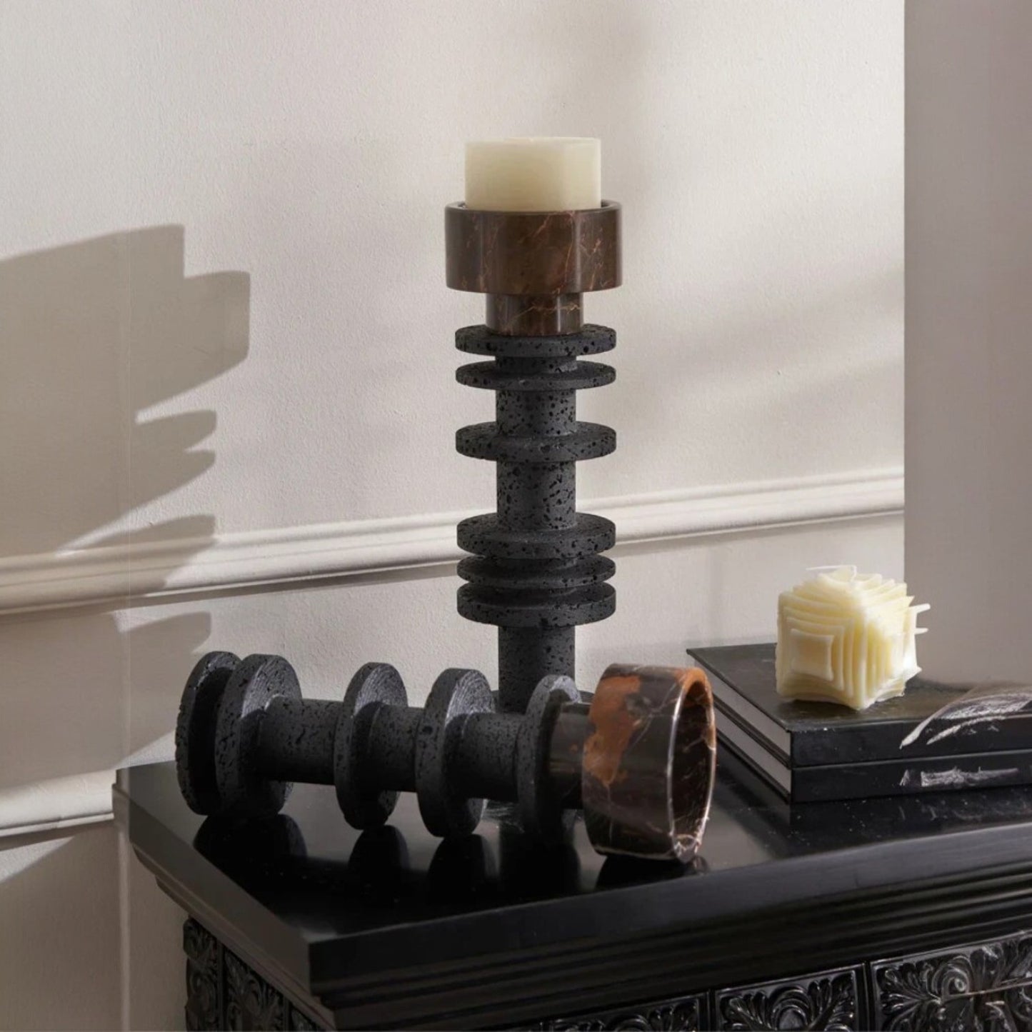 Portoro and Basalt Pedestal