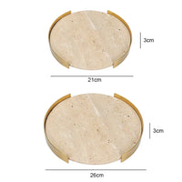 Travertine Marble Tray with Metal Frame
