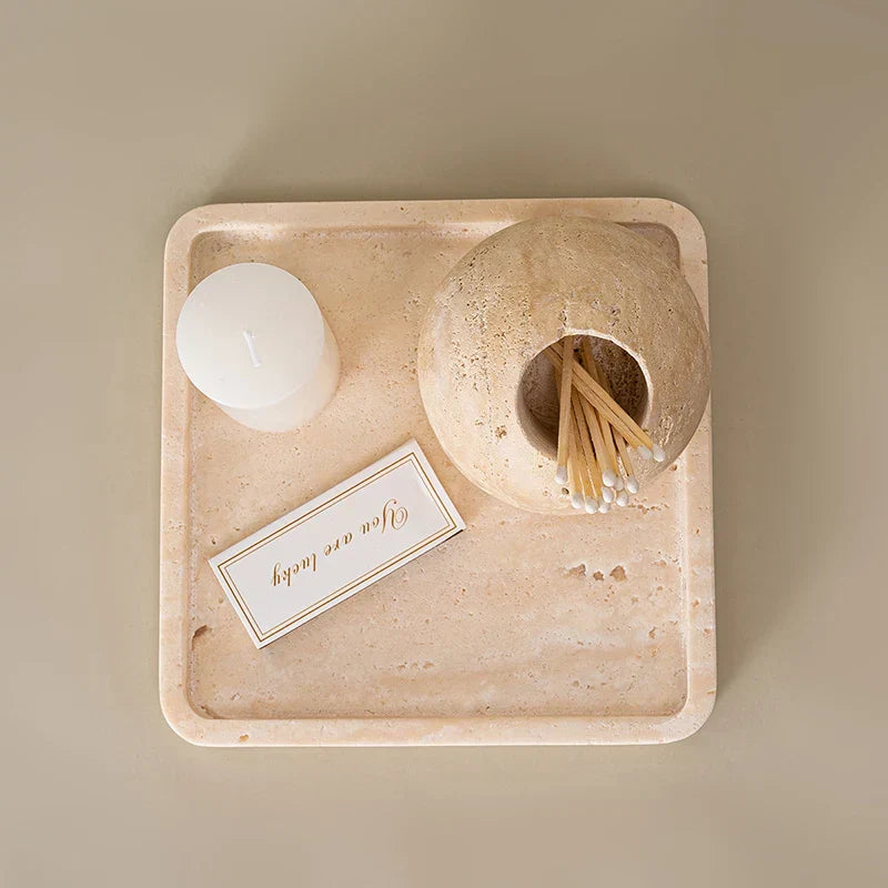 Travertine Incense Burner & Match Holder