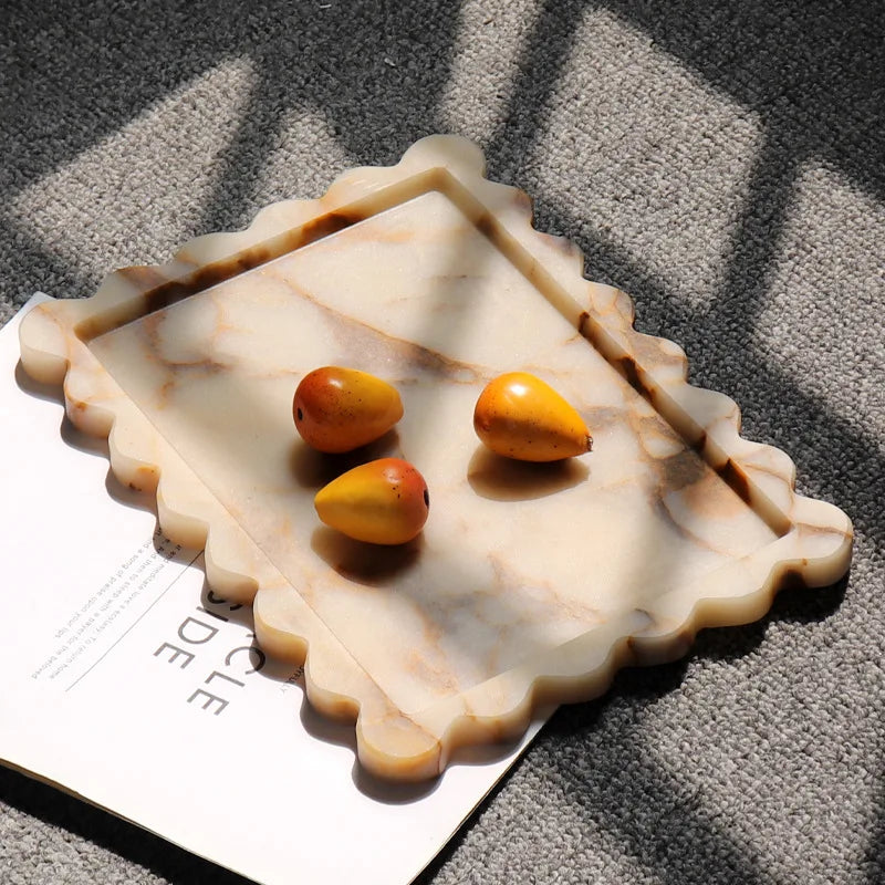 Calacatta Scalloped Marble Tray