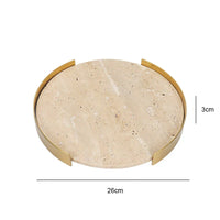 Travertine Marble Tray with Metal Frame