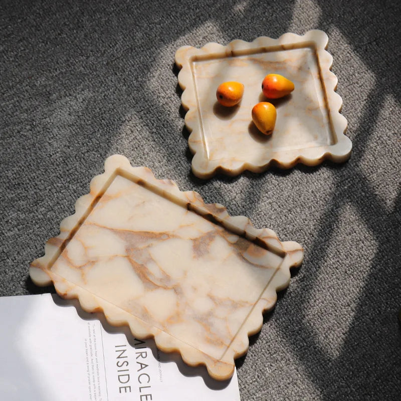 Calacatta Scalloped Marble Tray