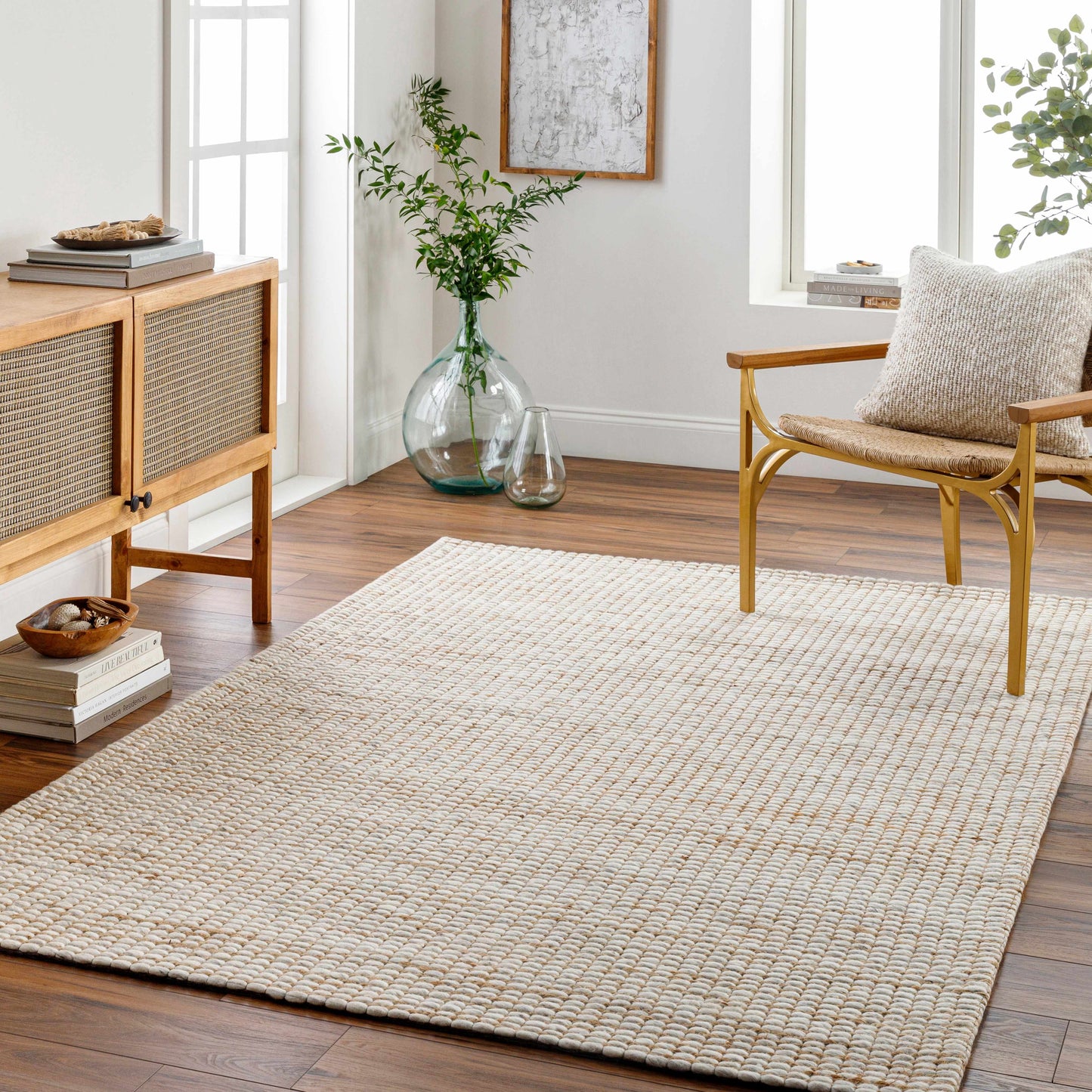 Cream Jute-Wool Blend Rug
