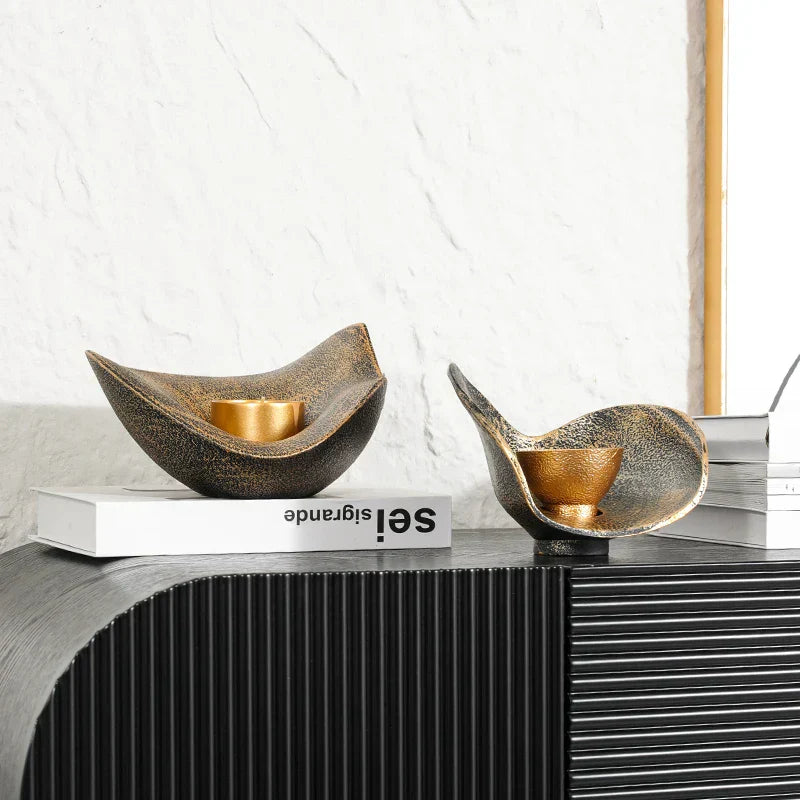 Gilded Arc Candle Holders