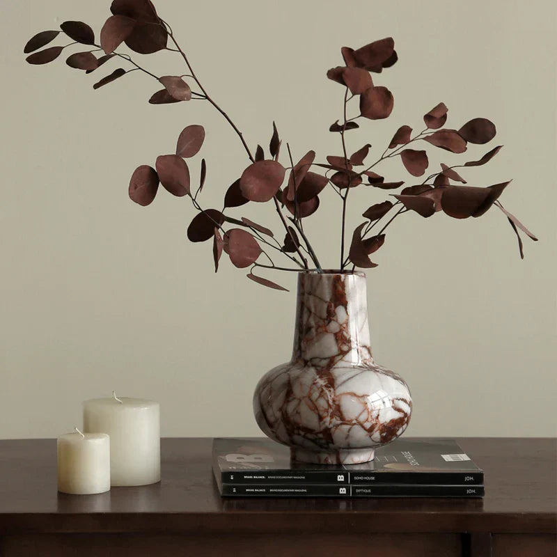 Calacatta Red Marble Fluted and Seed Vase