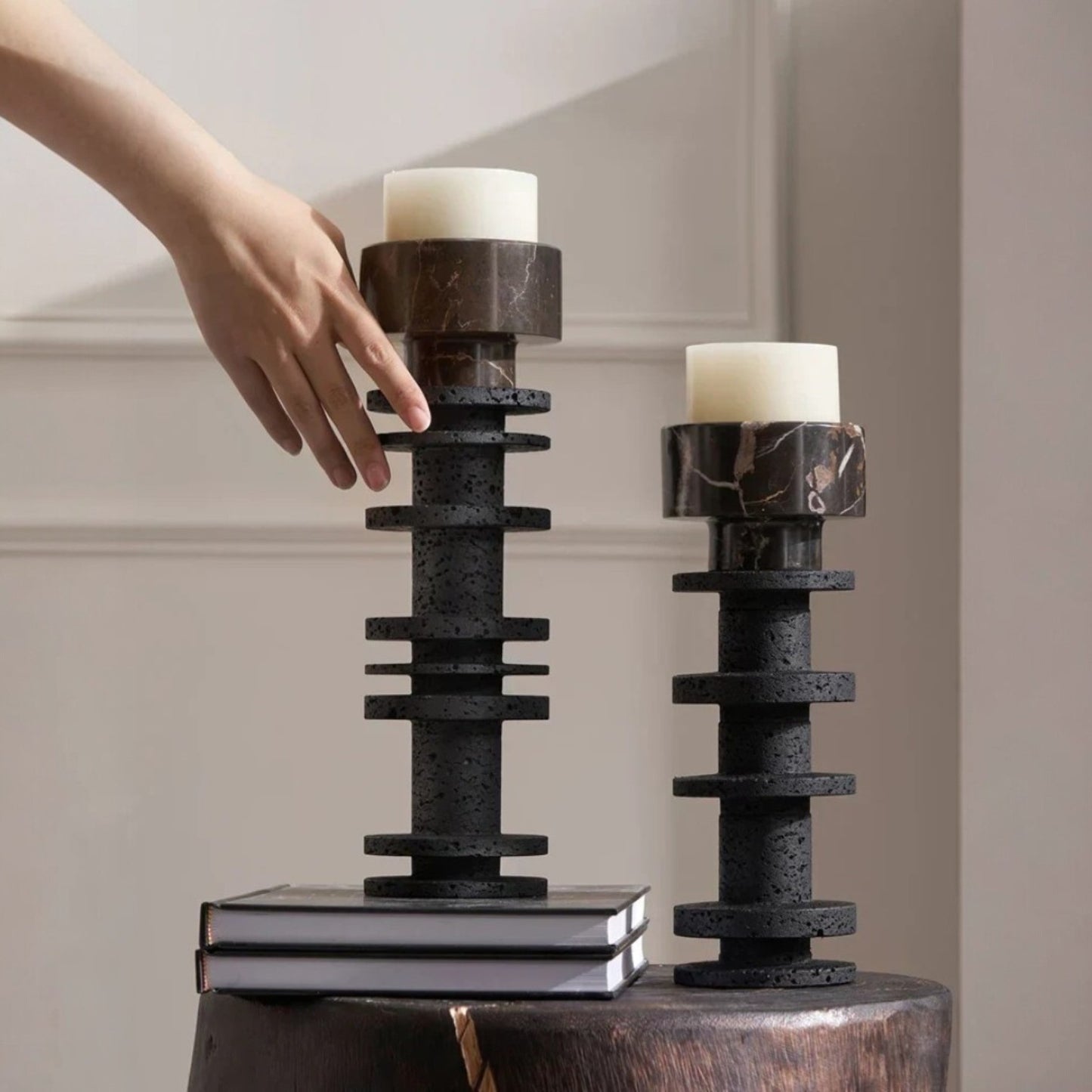 Portoro and Basalt Pedestal