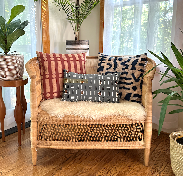 Navy Blue + Rosy Beige Pillow Cover