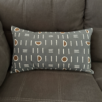 Mudcloth Lumbar Pillow Cover - Dark Gray