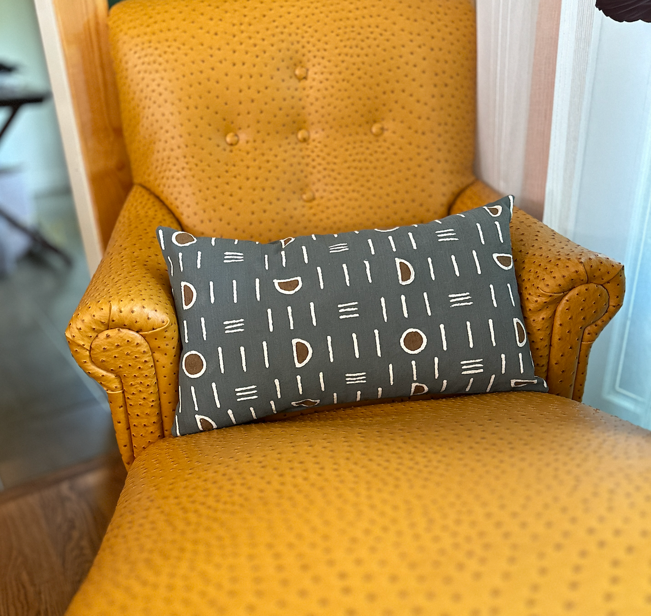 Mudcloth Lumbar Pillow Cover - Dark Gray