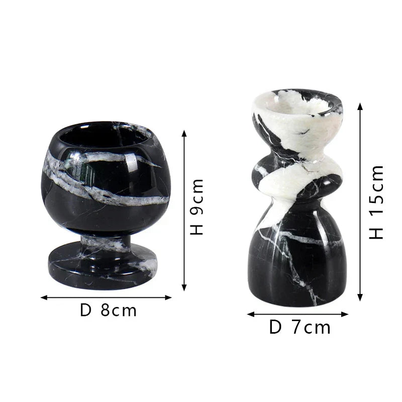Noir Marble Candlestick Holders