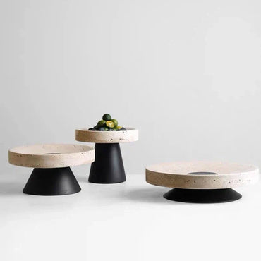 Travertine Marble Tray on Metal Base