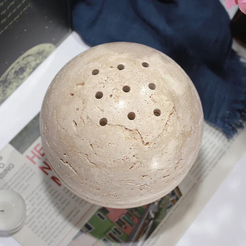Travertine Sphere Incense Burner
