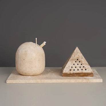 Travertine Incense Burner & Match Holder