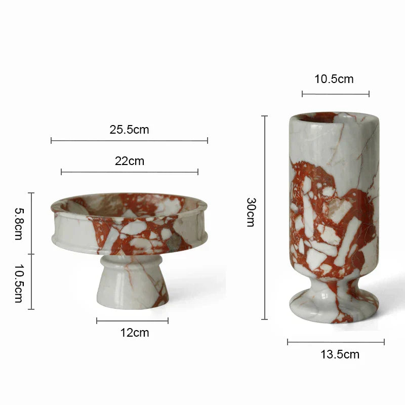 Calacatta Red Marble Vase and Pedestal