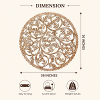 Round Wood Handcarved Wall Panel - 36"