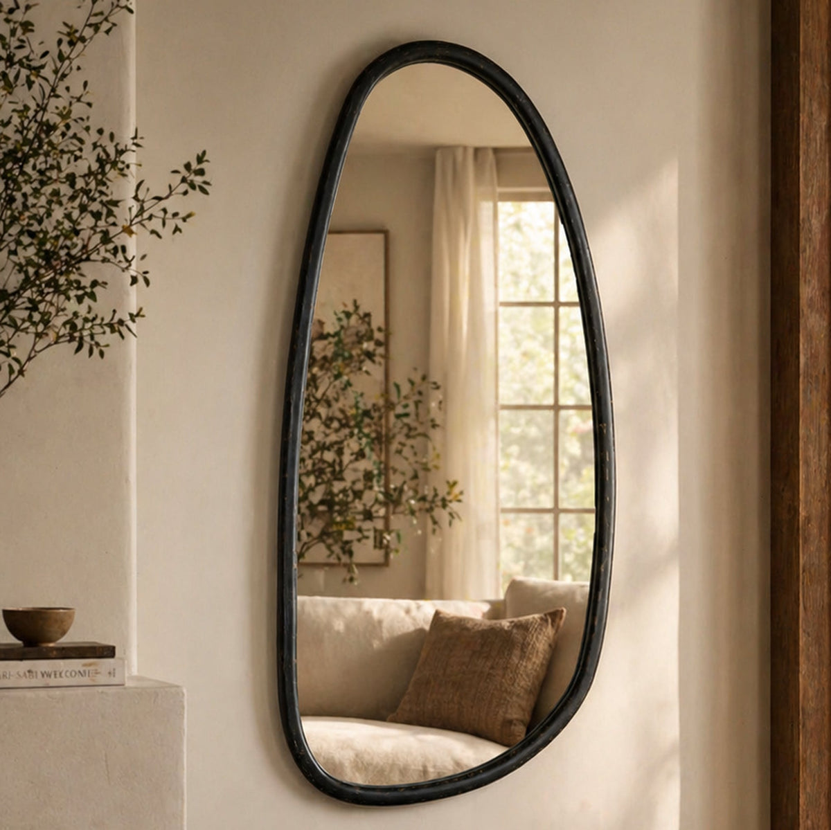 Blackwash Mango Wood Frame Mirror - 28x60"