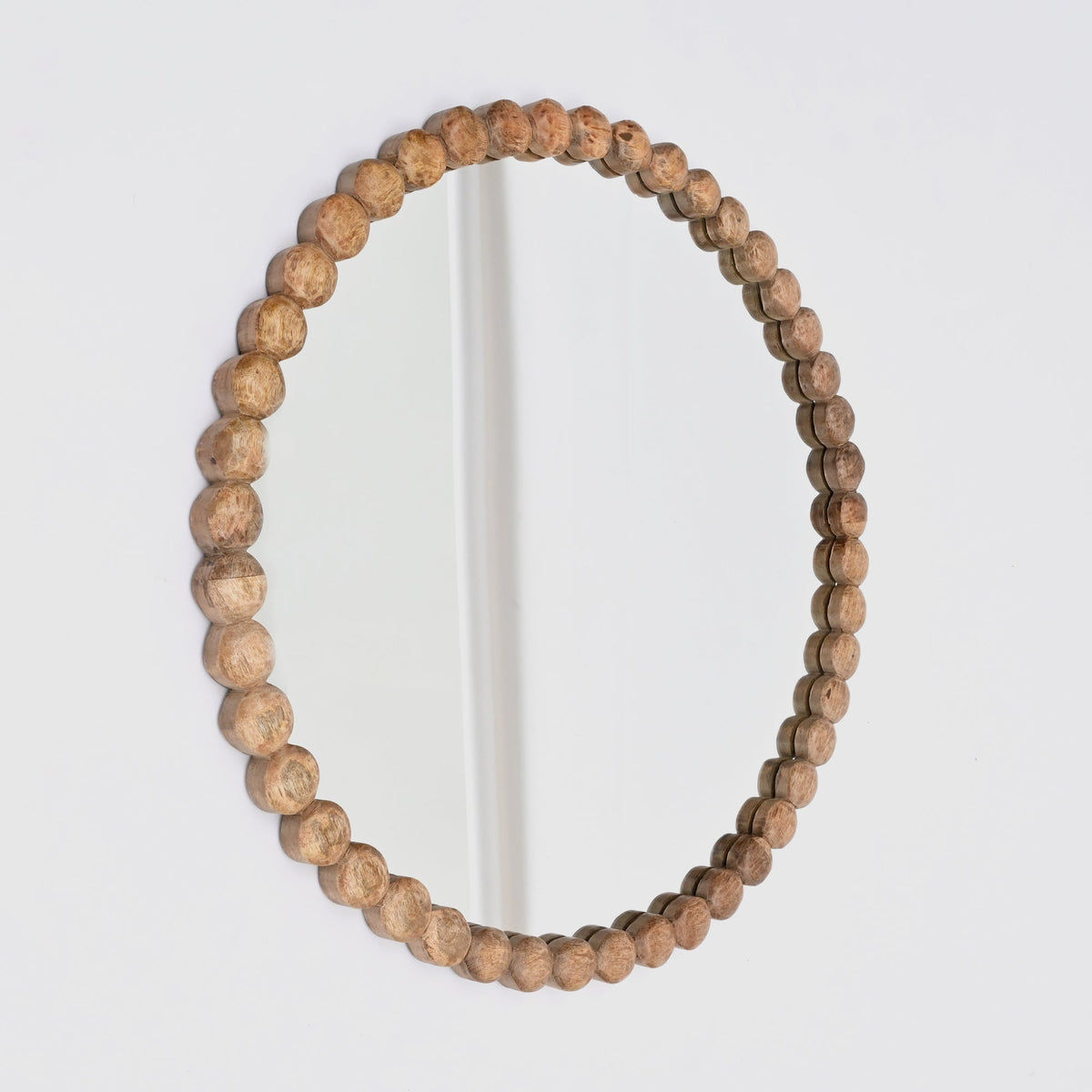 Wooden Beads Frame Circular Wall Mirror - 32"