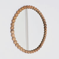 Wooden Beads Frame Circular Wall Mirror - 32"