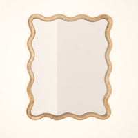 Mango Wood Frame Wavy Wall Mirror  - 36x48"