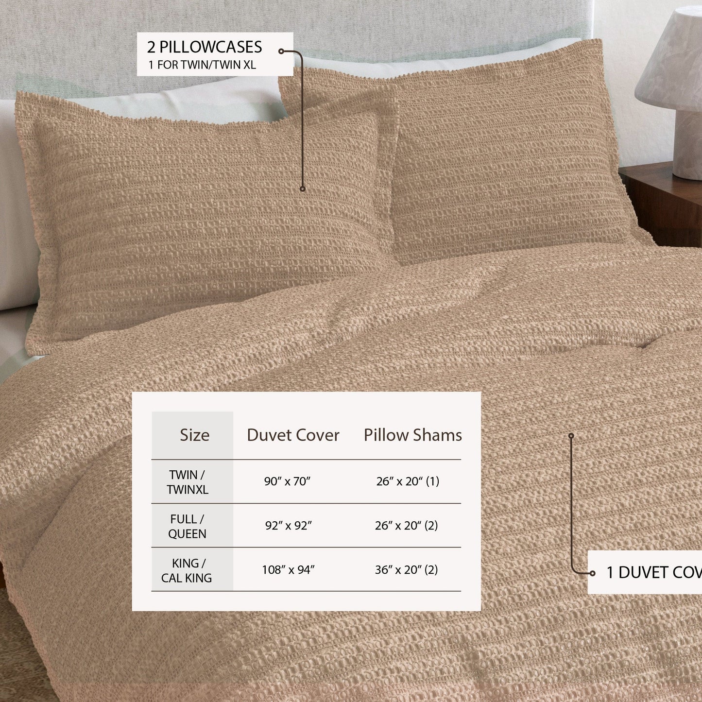 Cotton Honeycomb Waffle Duvet Set
