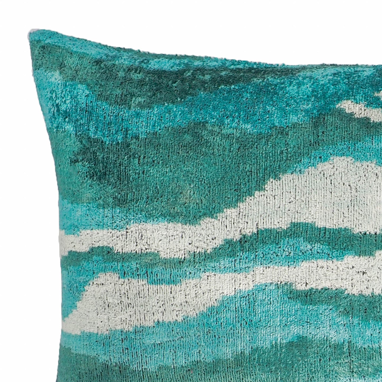 Atlantic Silk Velvet Ikat Throw Pillow Cover