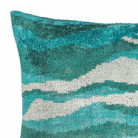 Atlantic Silk Velvet Ikat Throw Pillow Cover