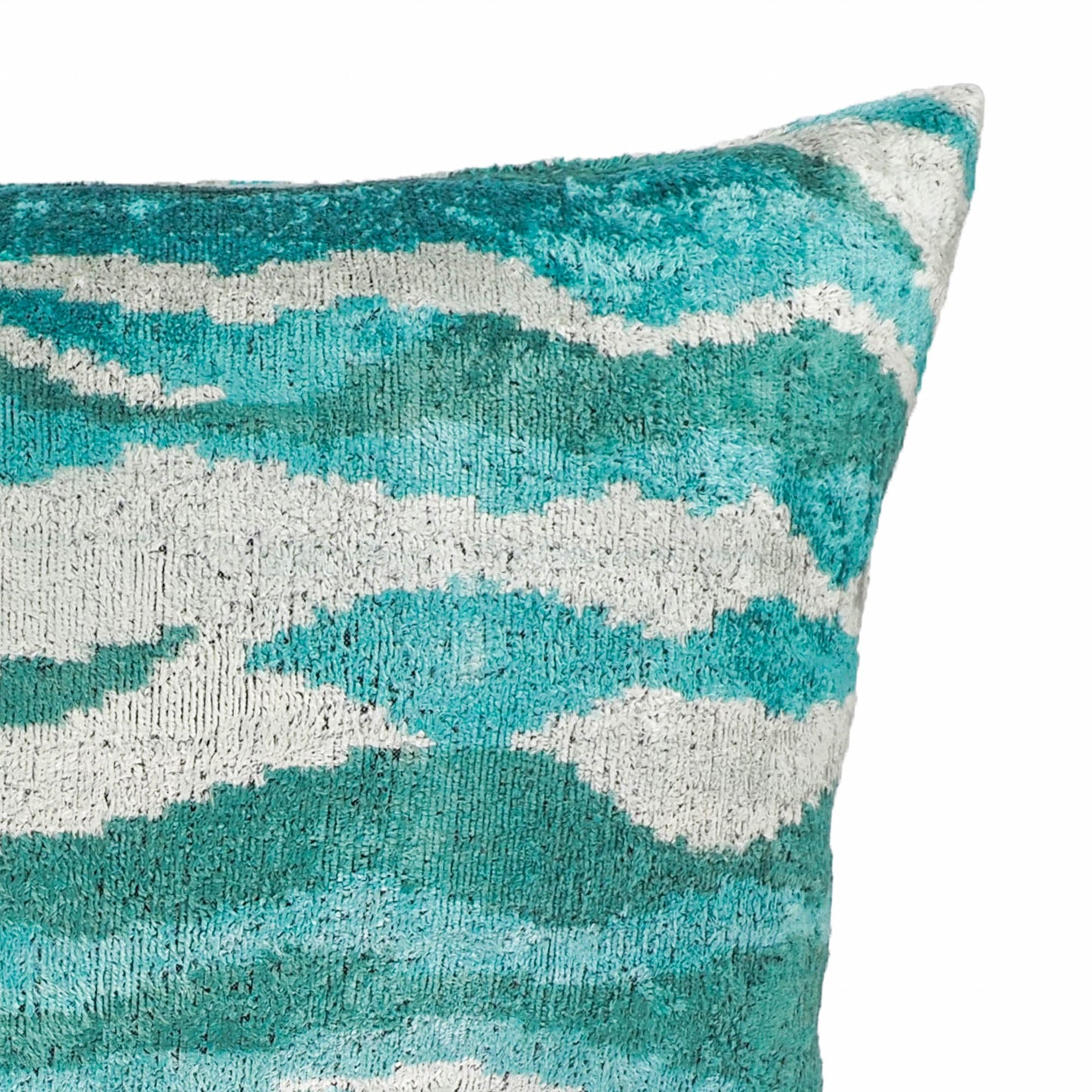 Atlantic Silk Velvet Ikat Throw Pillow Cover