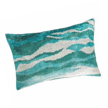 Atlantic Silk Velvet Ikat Throw Pillow Cover