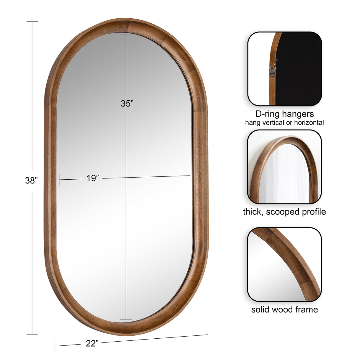 Hatherleigh Capsule Wall Mirror - 38x22"