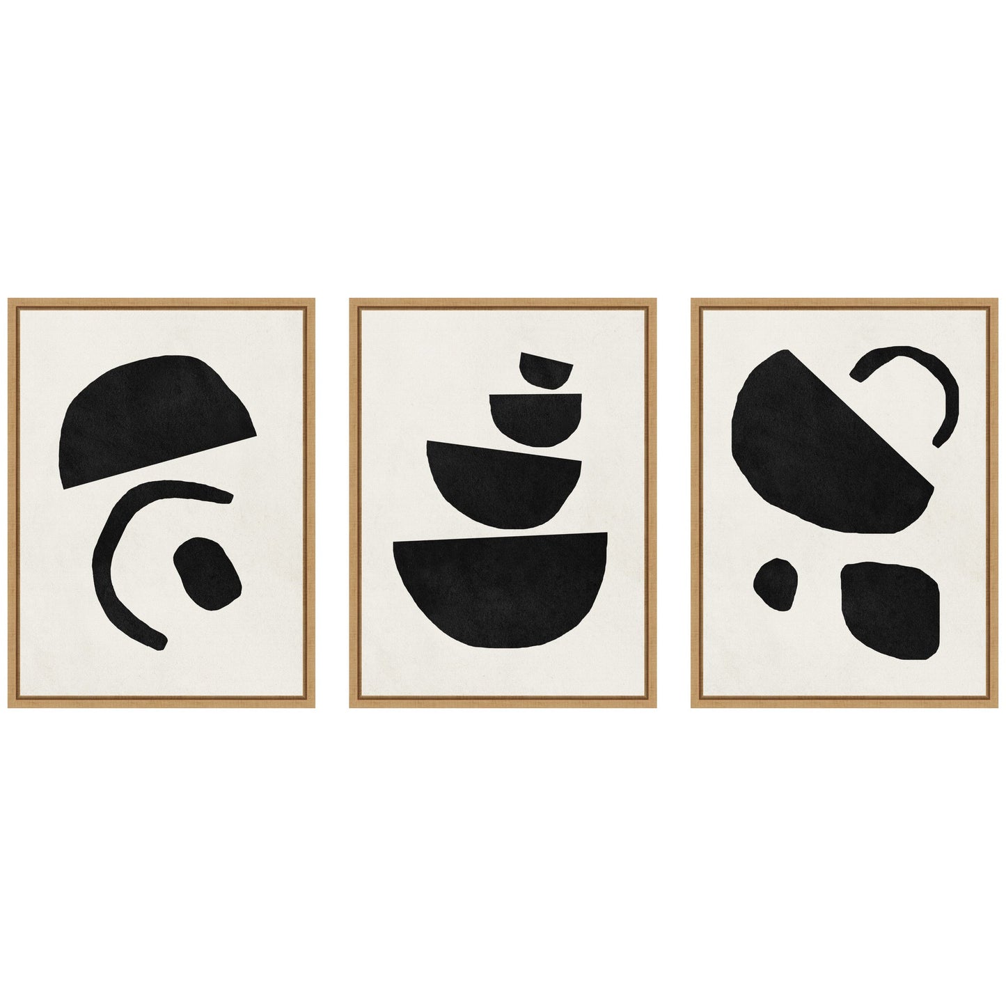 Black Geometric Abstracts - Framed Print Set