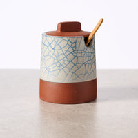 Blue Crackle Honey Pot