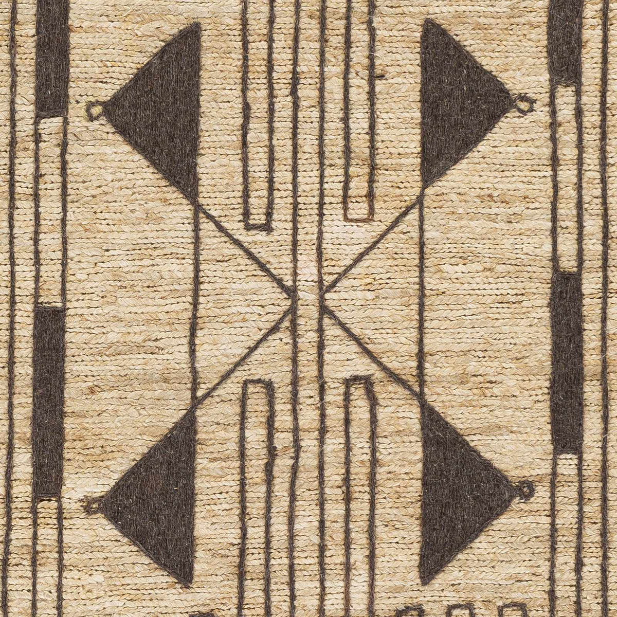 Hand-knotted jute and wool rug with ornate texture