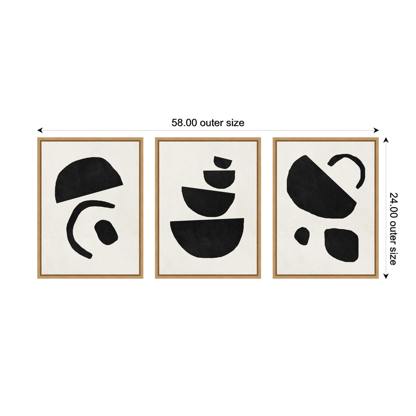 Black Geometric Abstracts - Framed Print Set