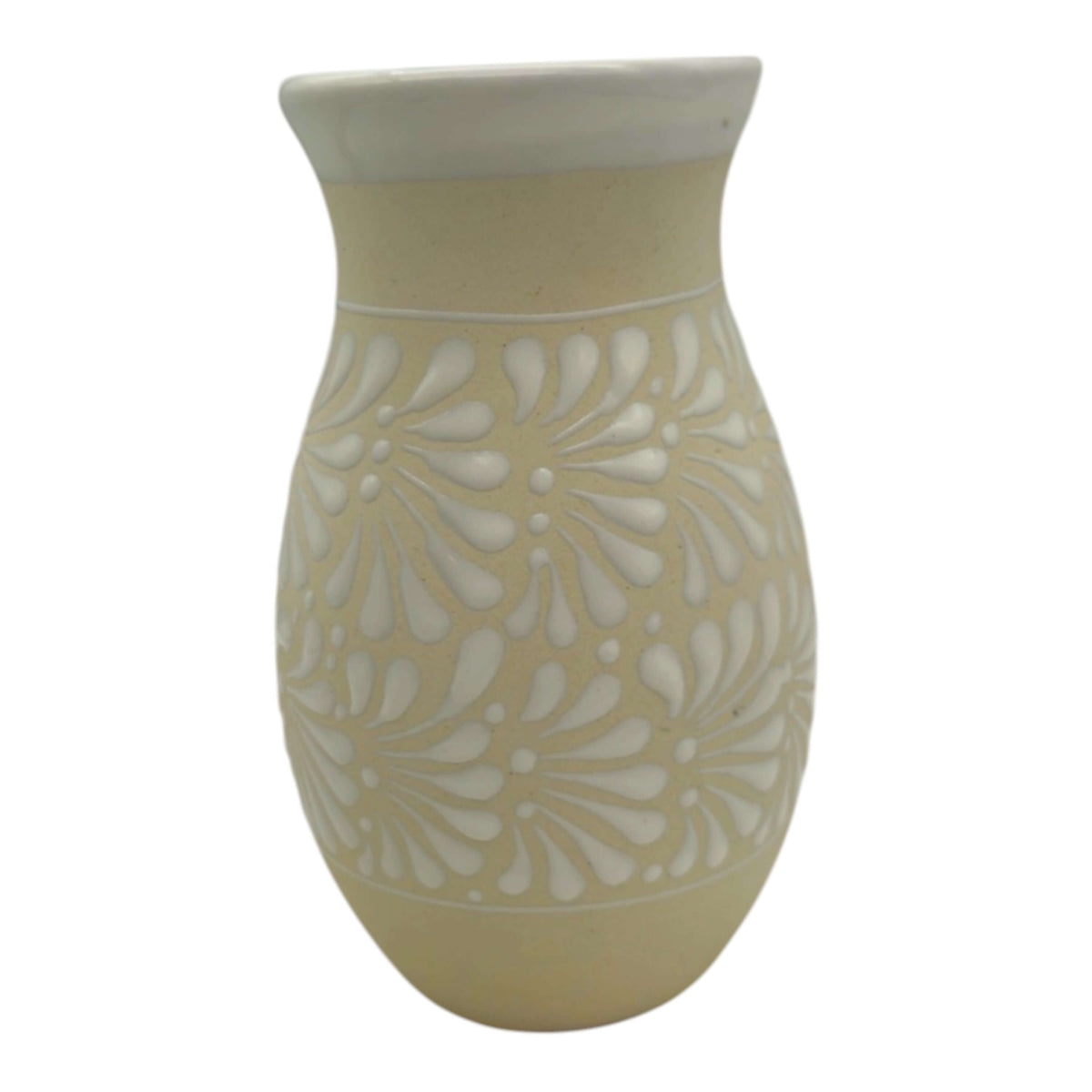 Handmade Floral Cream & White Vase