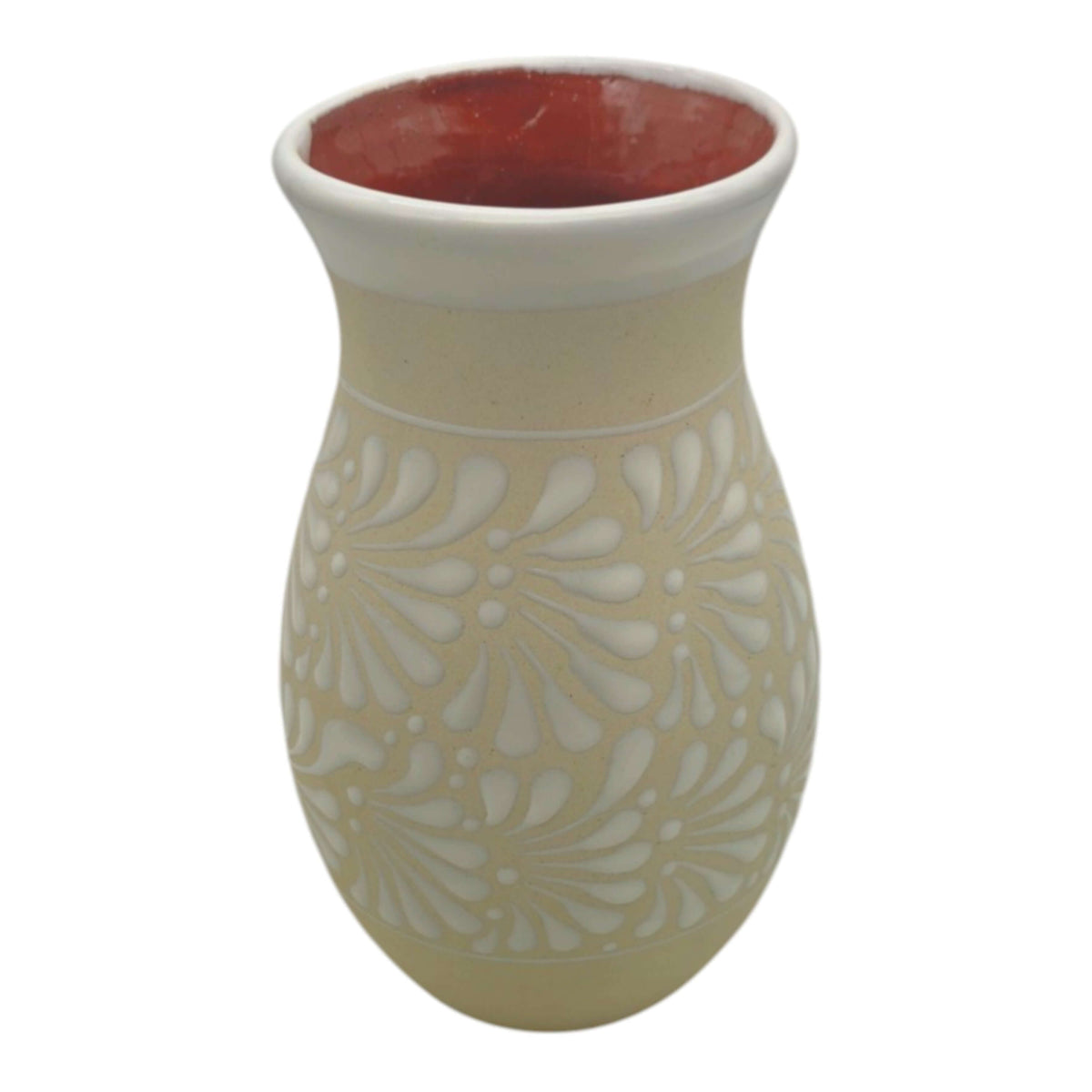Handmade Floral Cream & White Vase