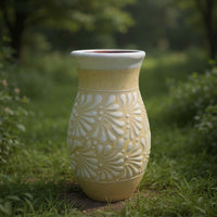 Handmade Floral Cream & White Vase