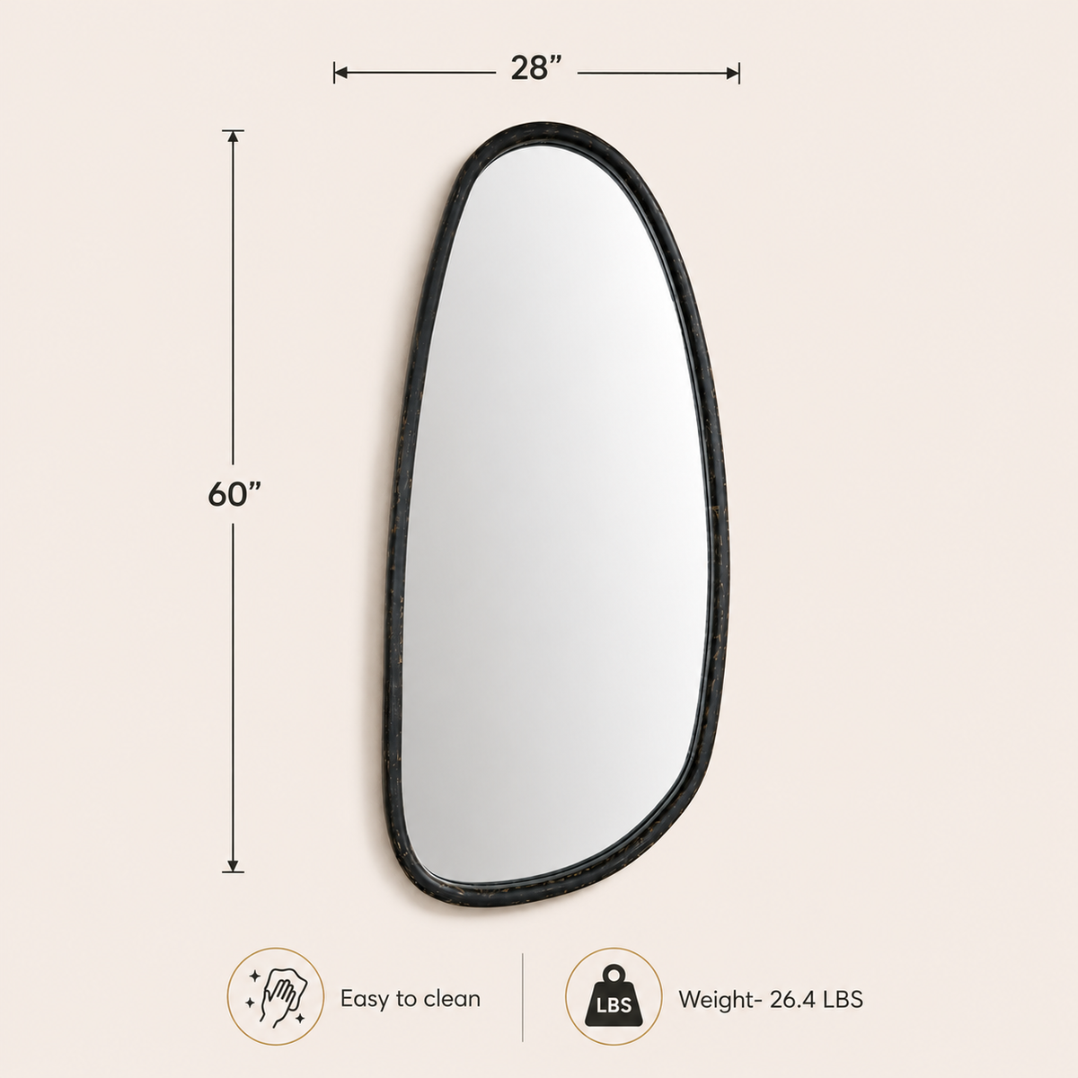 Blackwash Mango Wood Frame Mirror - 28x60"