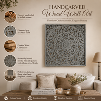 Mandala Handcarved Wood Wall Art - 48x48"