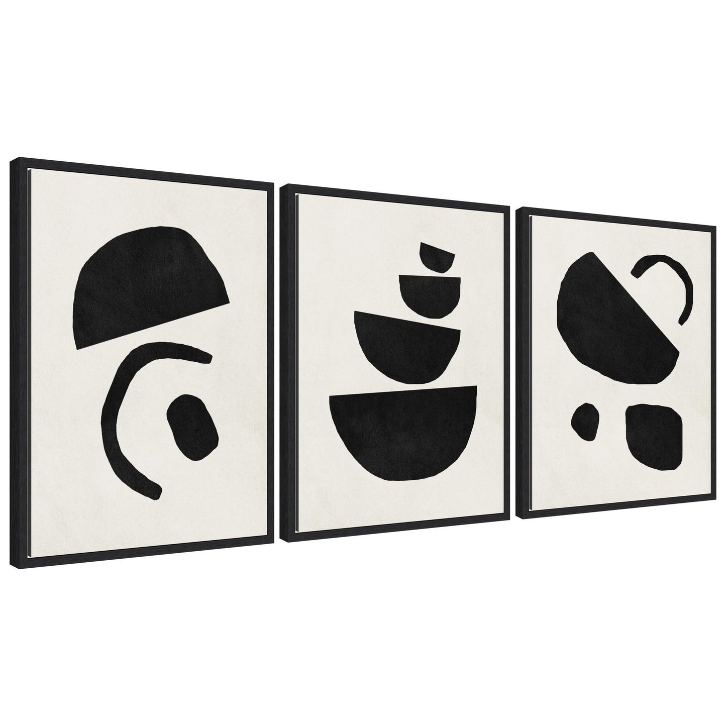 Black Geometric Abstracts - Framed Print Set