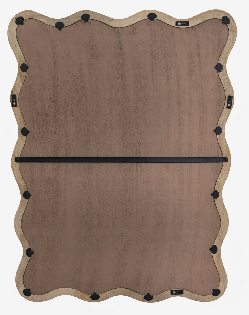 Mango Wood Frame Wavy Wall Mirror  - 36x48"