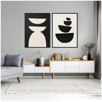 White and Black Geometric - Framed Print Set