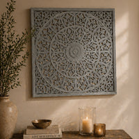 Mandala Handcarved Wood Wall Art - 48x48"