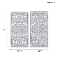 Lotus Carved Wall Panels, Set of 2
