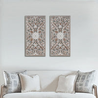 Lotus Carved Wall Panels, Set of 2
