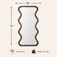 Mango Wood Wavy Full-Length Mirror - 36x72"